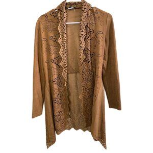 Alberto Makali Tan Faux‎ Suede Layering Jacket With Cutouts and Studs size XS